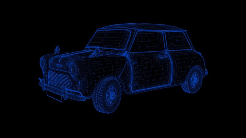 Wireframe Mini Cooper Car