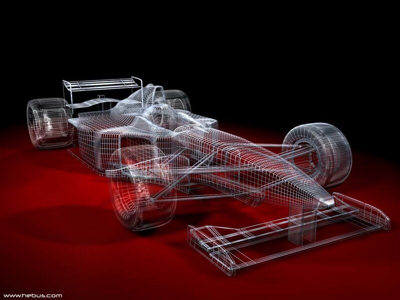 Wireframe race car model