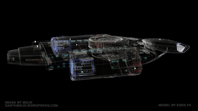 wireframe spaceship model