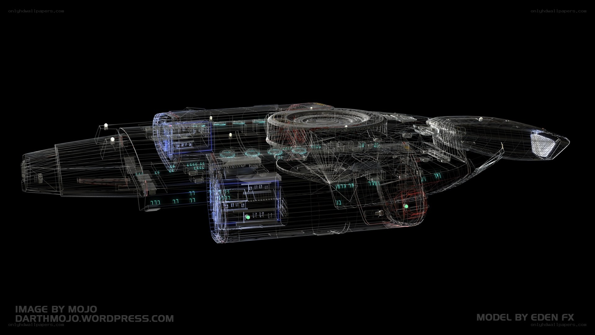 wireframe spaceship model