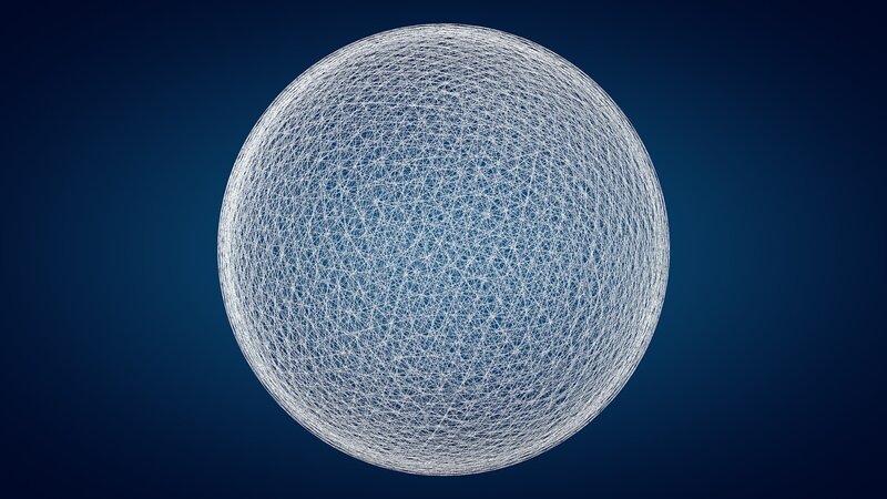 wireframe sphere on blue