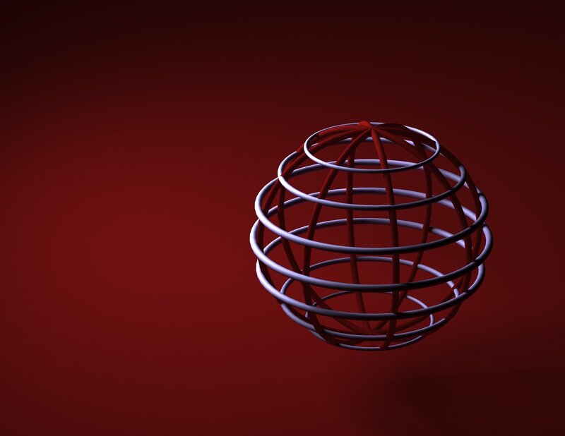 wireframe sphere on red