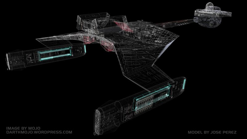 wireframe starship model