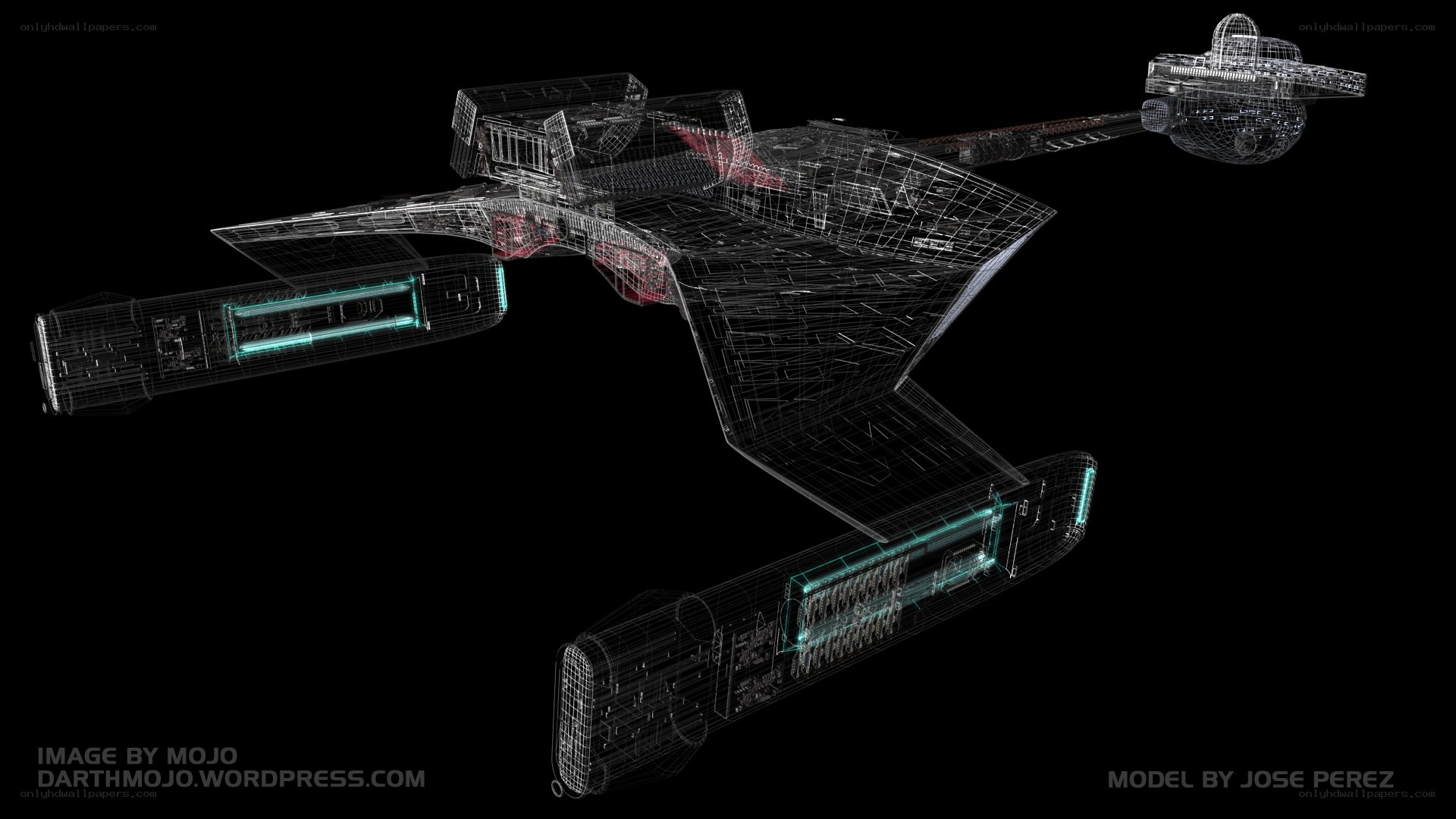 wireframe starship model