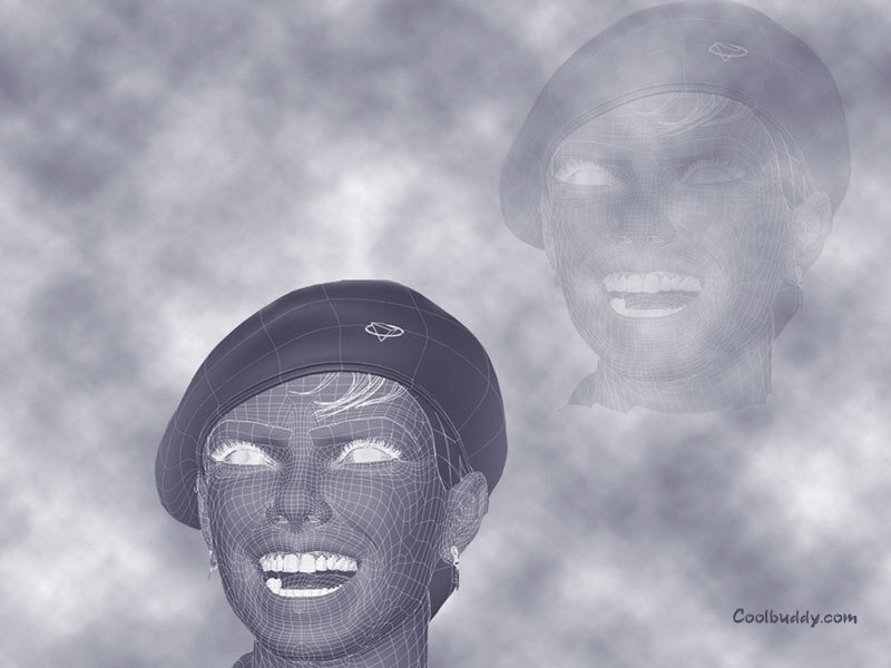 wireframe woman with hat