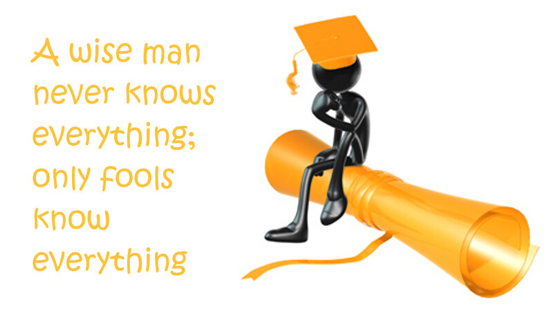 wisdom quote with graduate figure