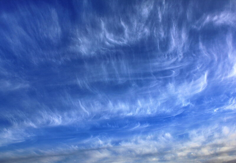 Wispy Cirrus Clouds — Blue, Serene, Photograph