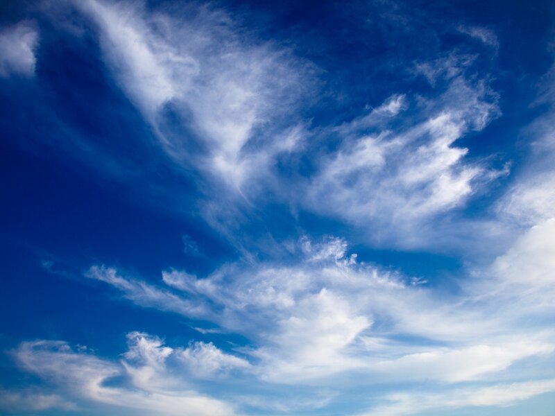 Wispy White Clouds — Blue, Afternoon