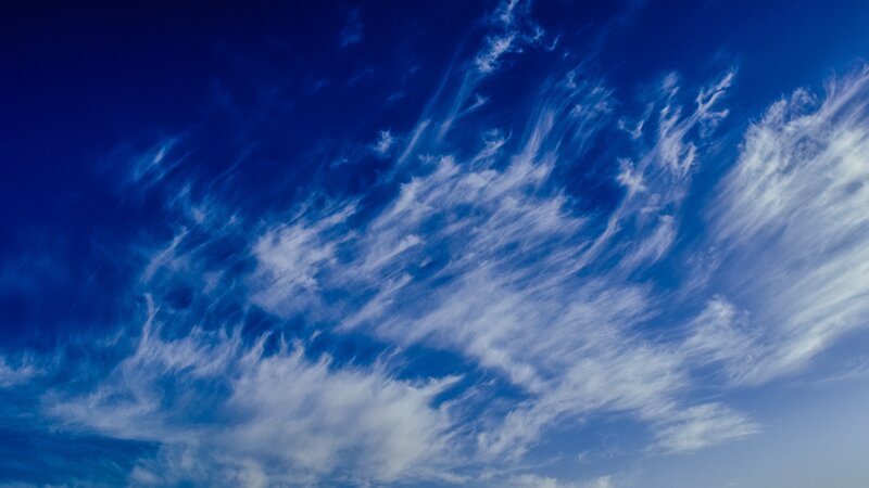 Wispy White Clouds — Blue, Serene, Afternoon, Photograph, Sky