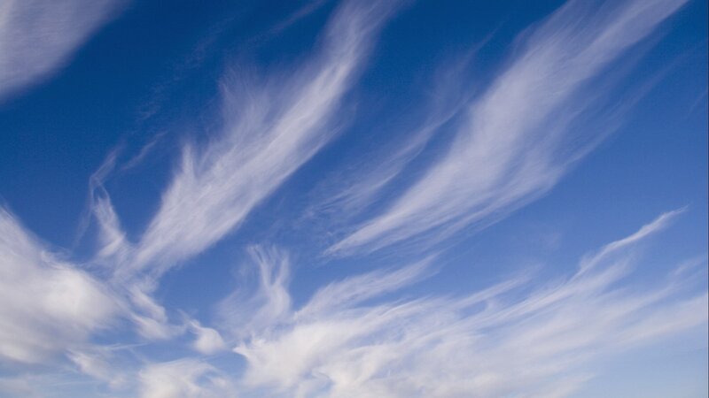 Wispy White Clouds — Blue, Serene, Afternoon, Photograph