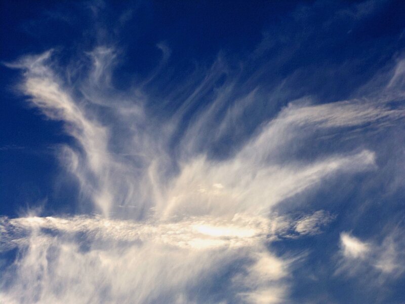 Wispy White Clouds — Blue, Serene, Afternoon