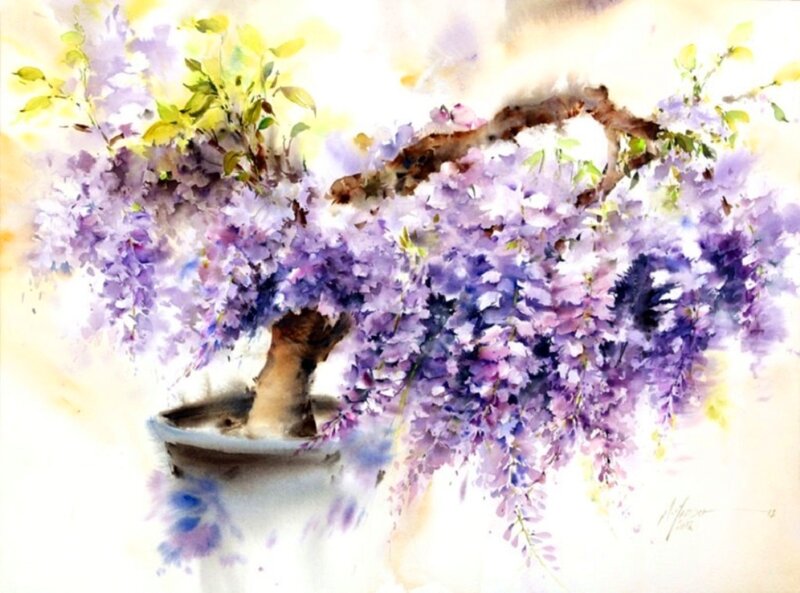 Wisteria Bonsai Tree — Purple, Serene
