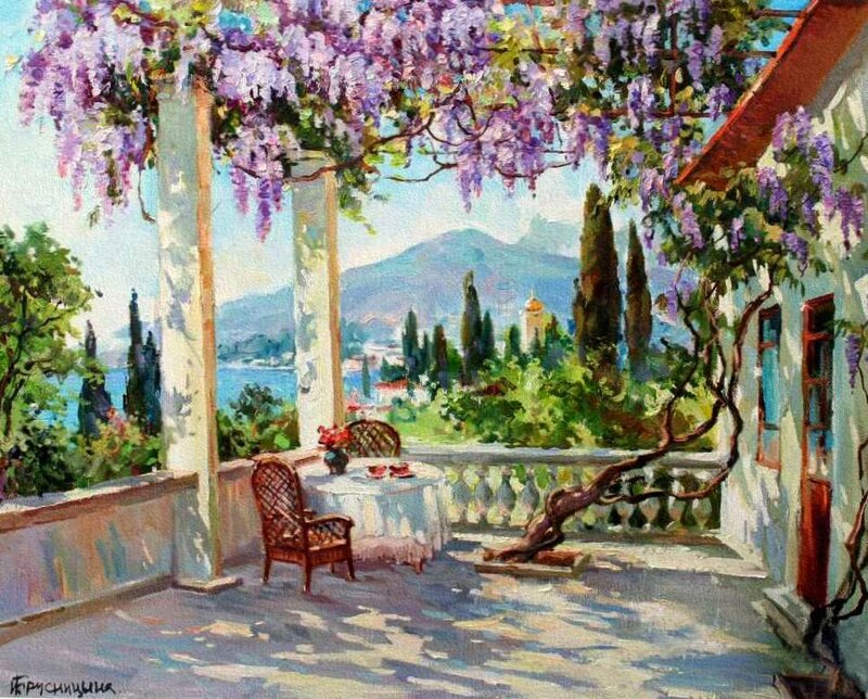 Wisteria-covered Terrace