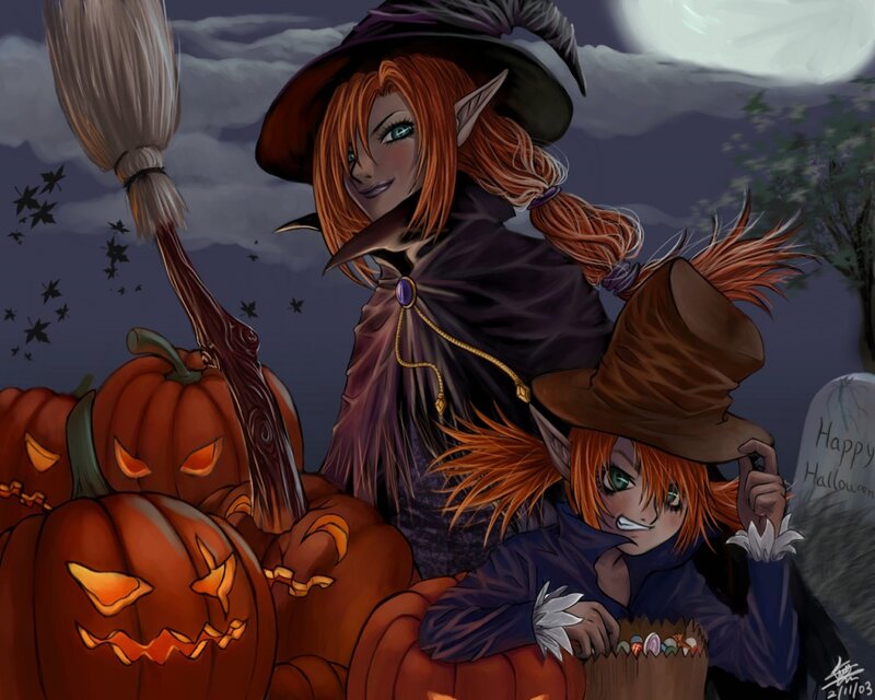 Witch and Child in Halloween
