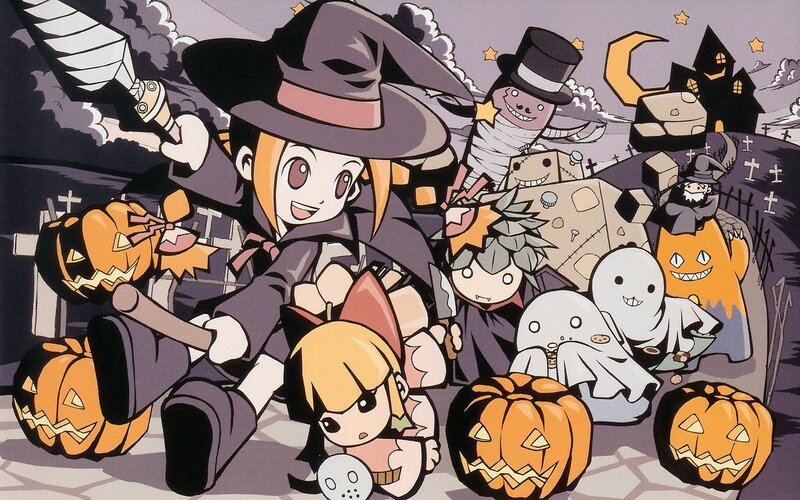 Witch and Children in Graveyard