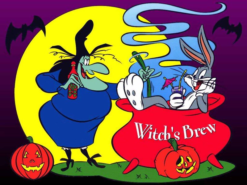 Witch and Rabbit in Cauldron