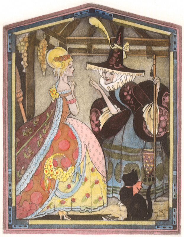 Witch and woman in a cottage