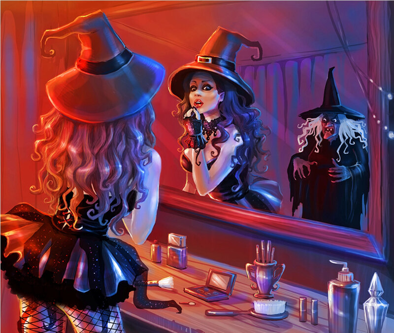 Witch Applying Makeup