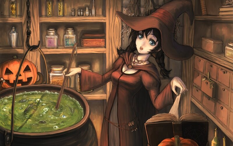 witch brewing potion