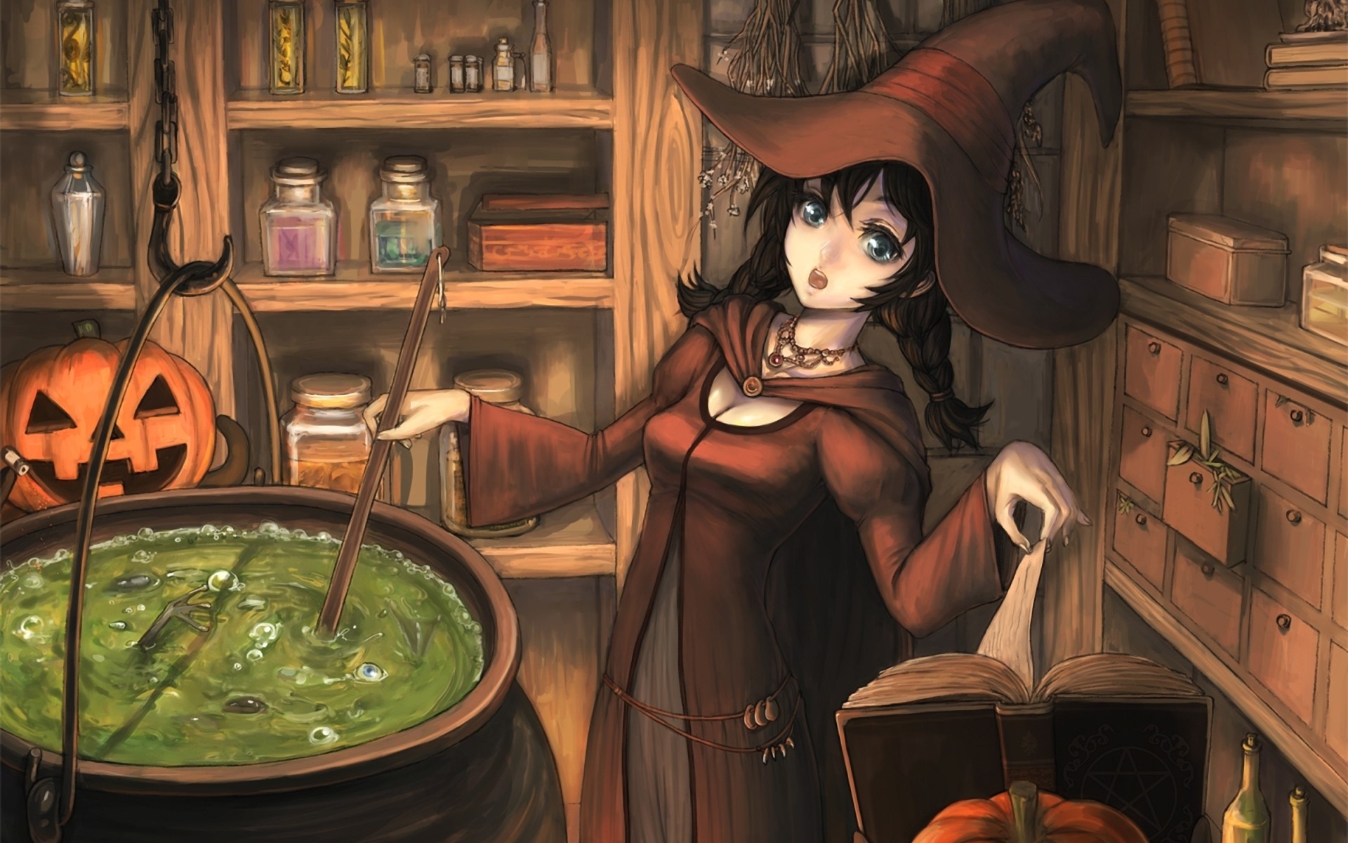 witch brewing potion