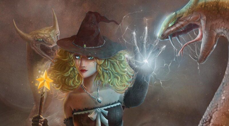 witch casting lightning spell