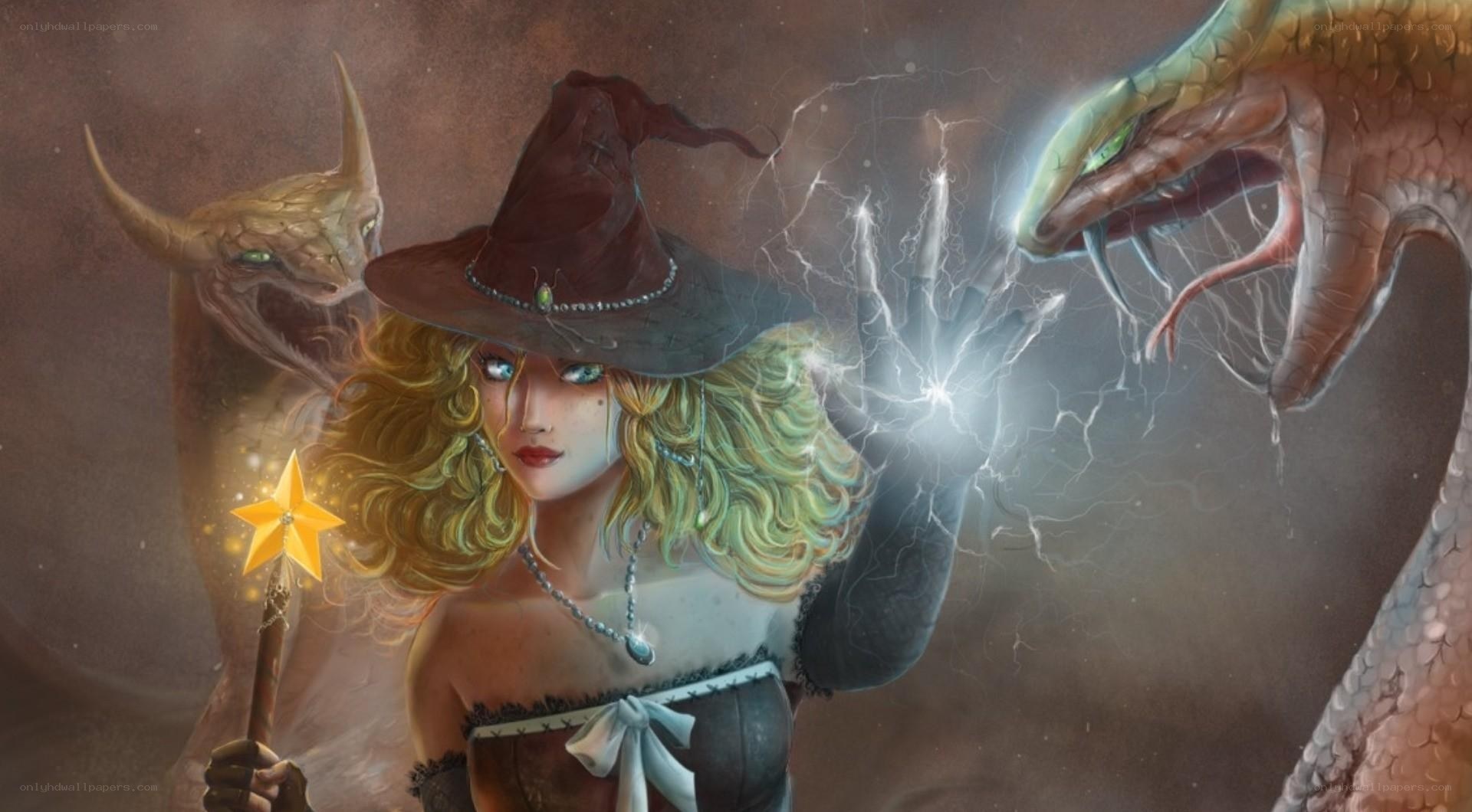 witch casting lightning spell