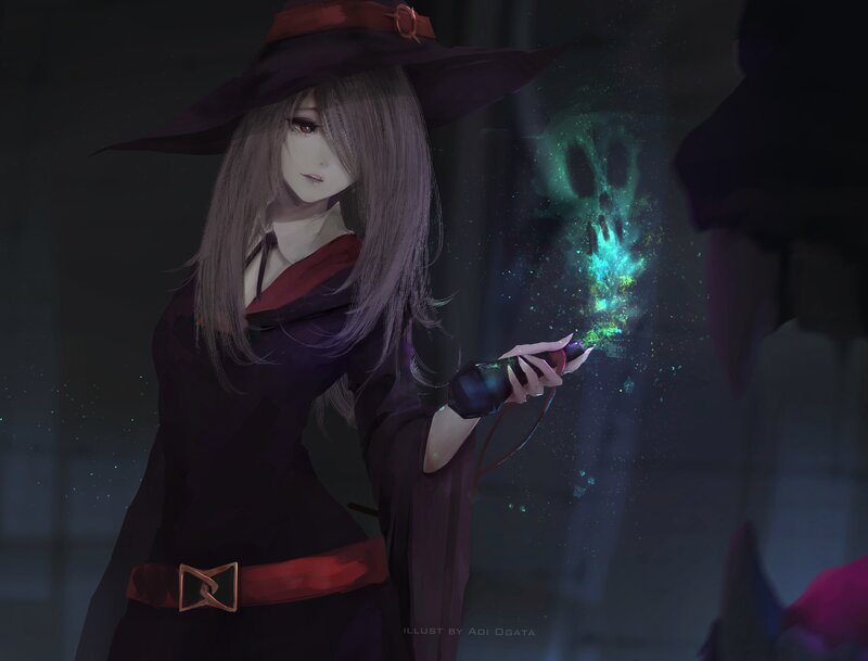 Witch Casting Spell — Black, Dark, Night, Digital Art