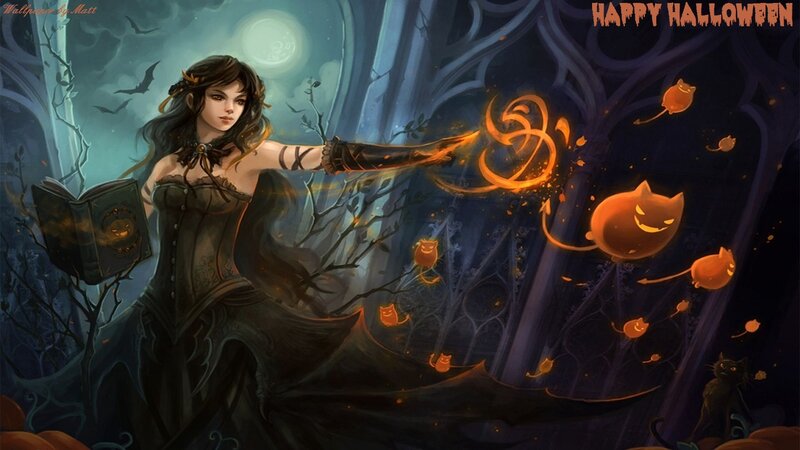 Witch Casting Spell — Black, Mysterious, Night