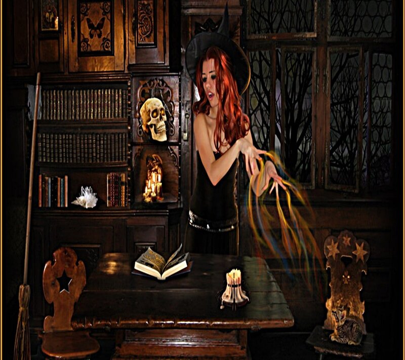 Witch Casting Spell — Black