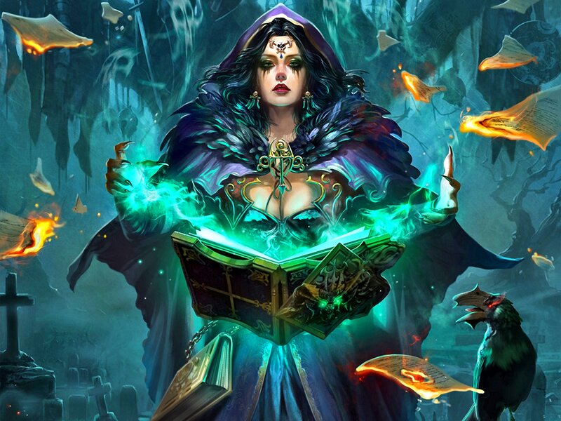 Witch Casting Spell — Green, Dramatic, Night