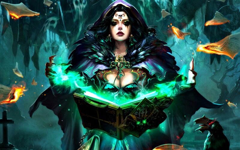 Witch Casting Spell — Green, Dramatic