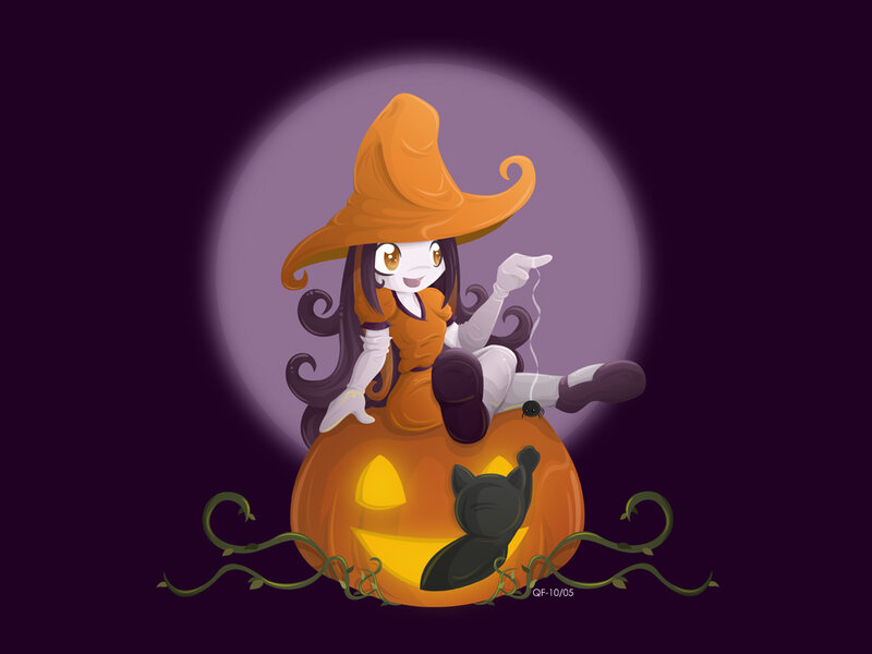 Witch Character on Pumpkin