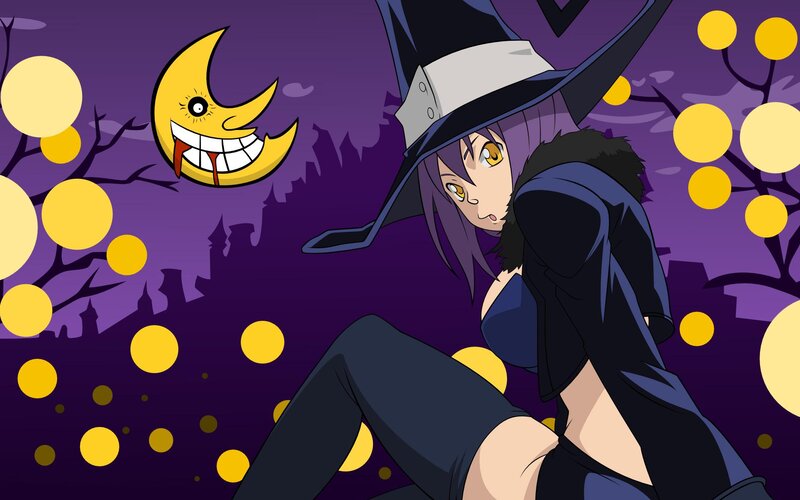 Witch Character with Crescent Moon