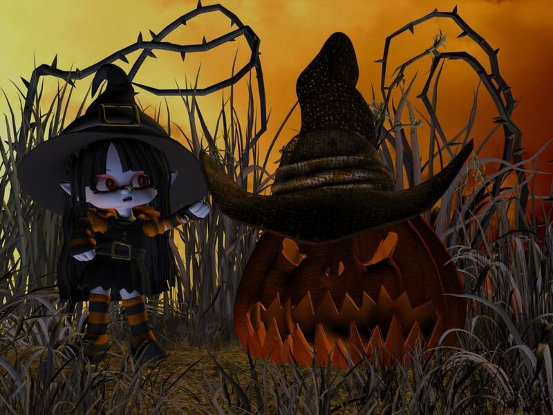 Witch Character with Pumpkin