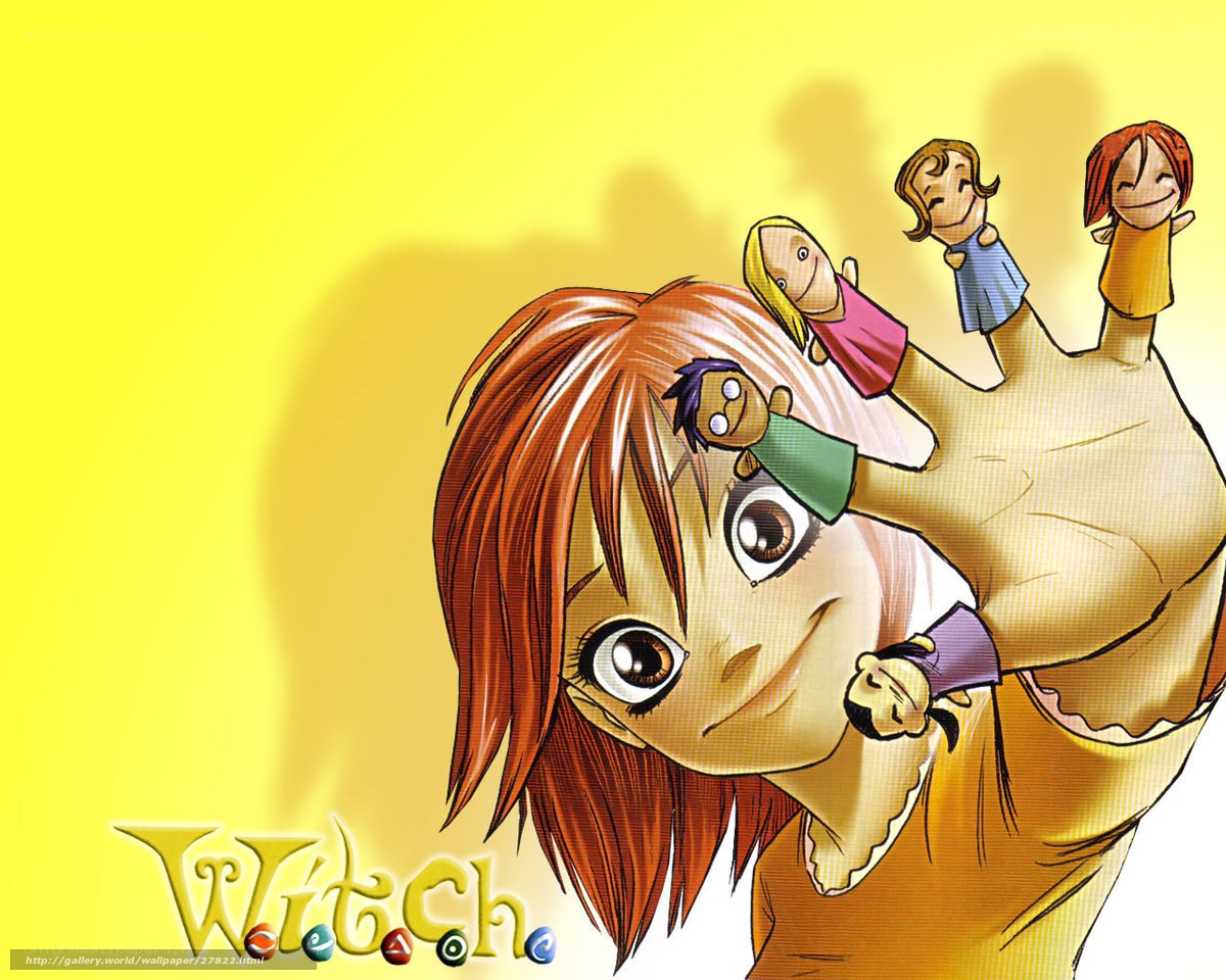 Witch character with puppets