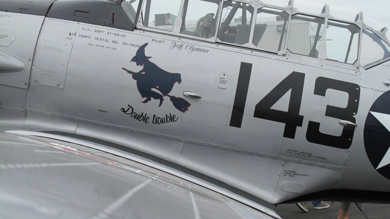Witch decal on vintage aircraft