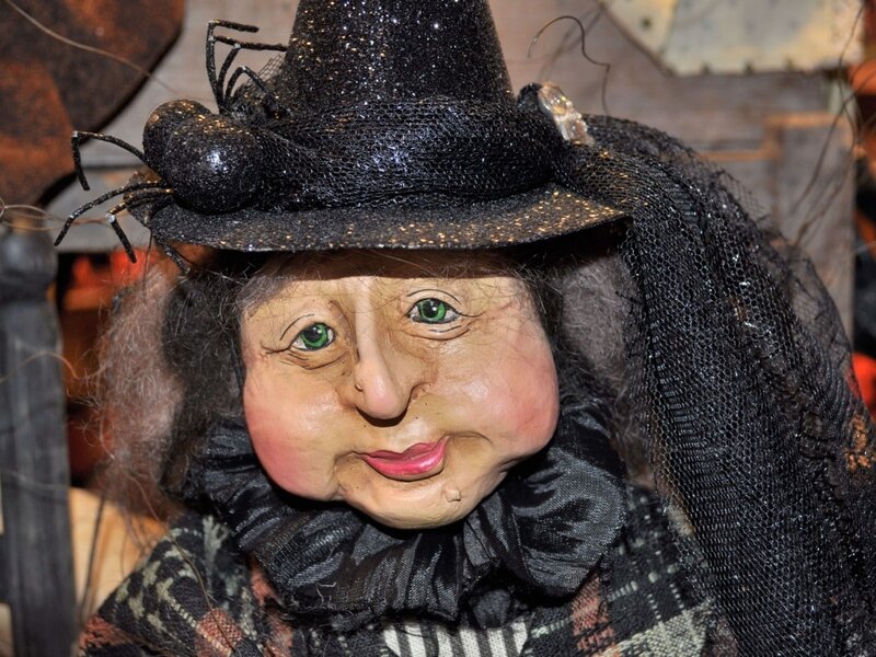 witch doll with spider hat
