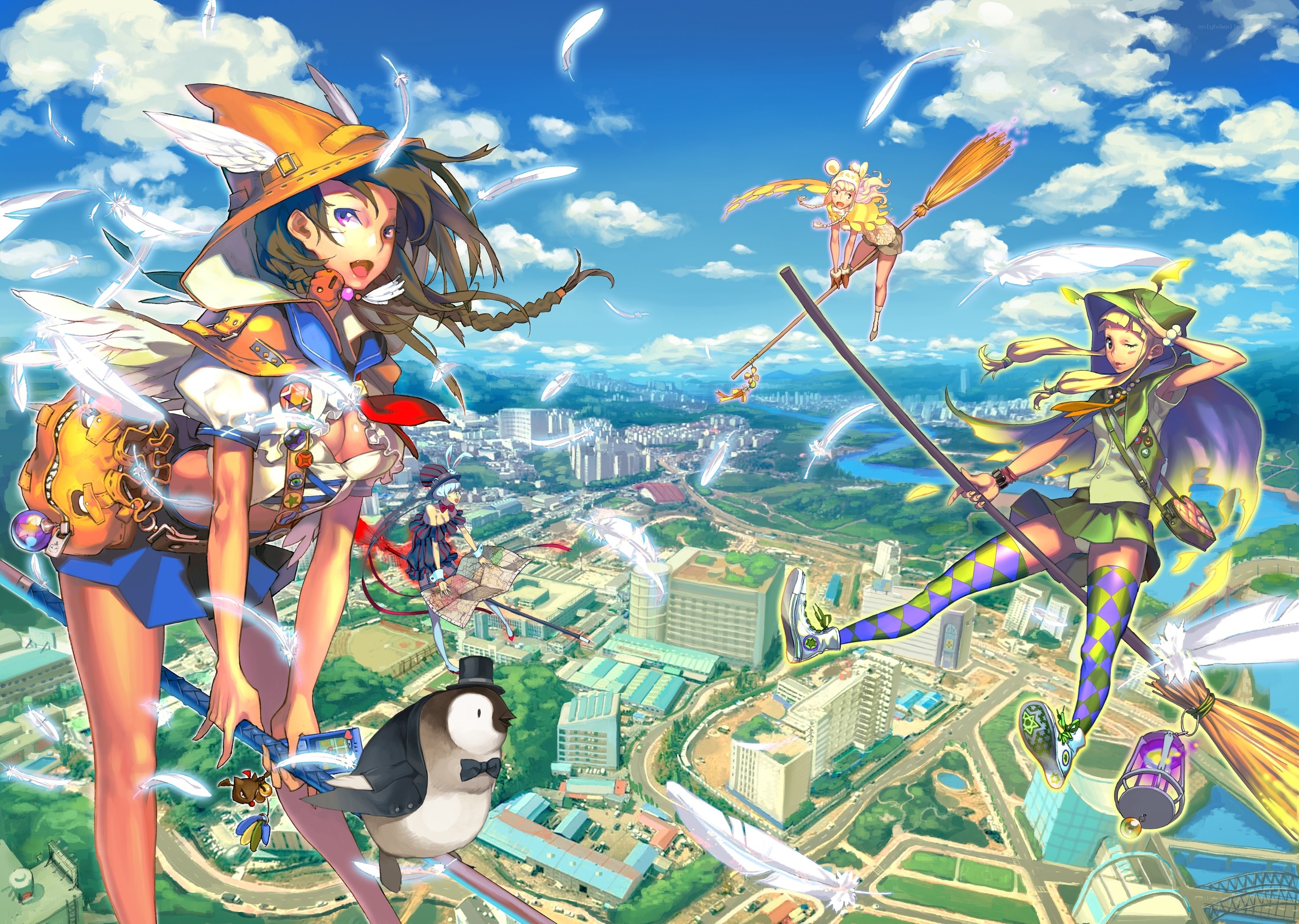 Witch flight over the city