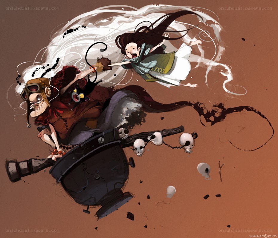 witch flying on a cauldron