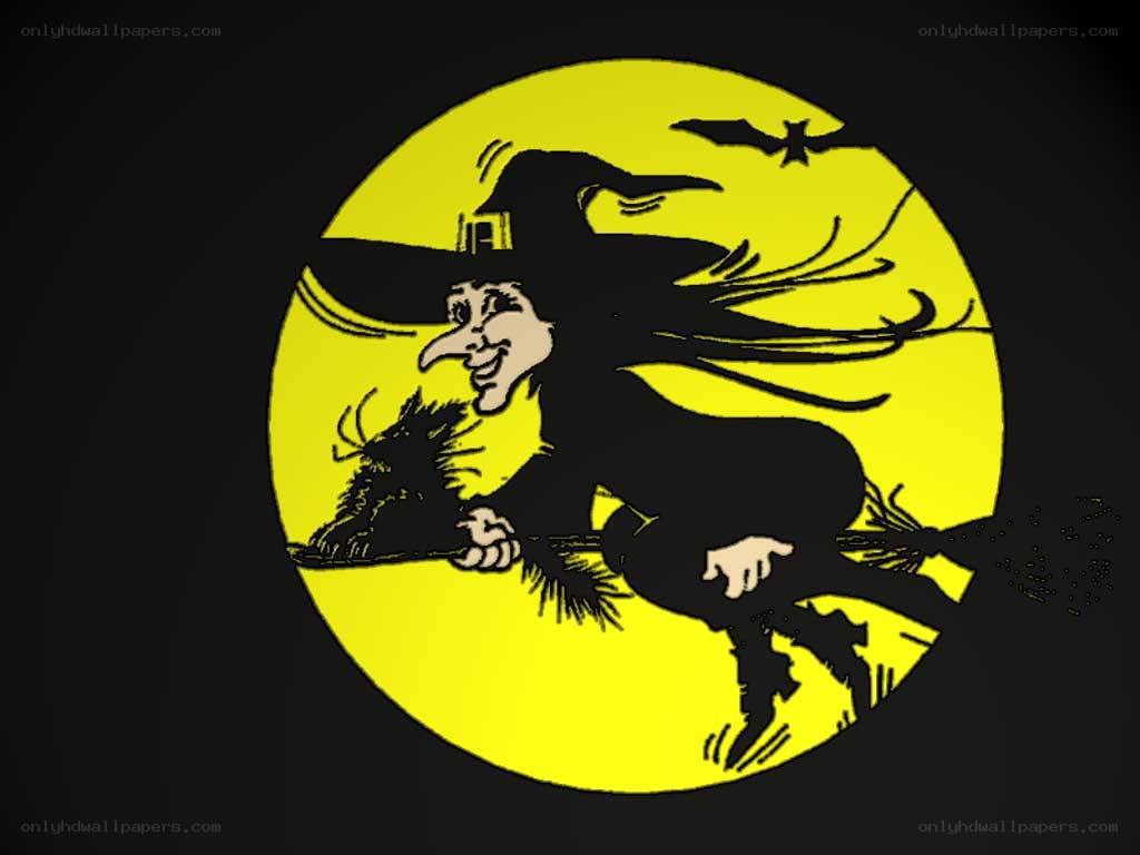 witch flying on broom