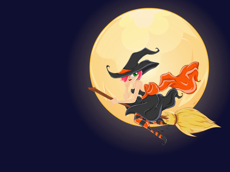 witch flying on broom