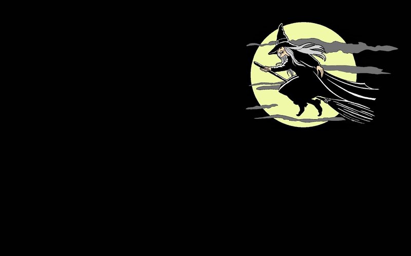 Witch Flying on Broom — Black, Mysterious