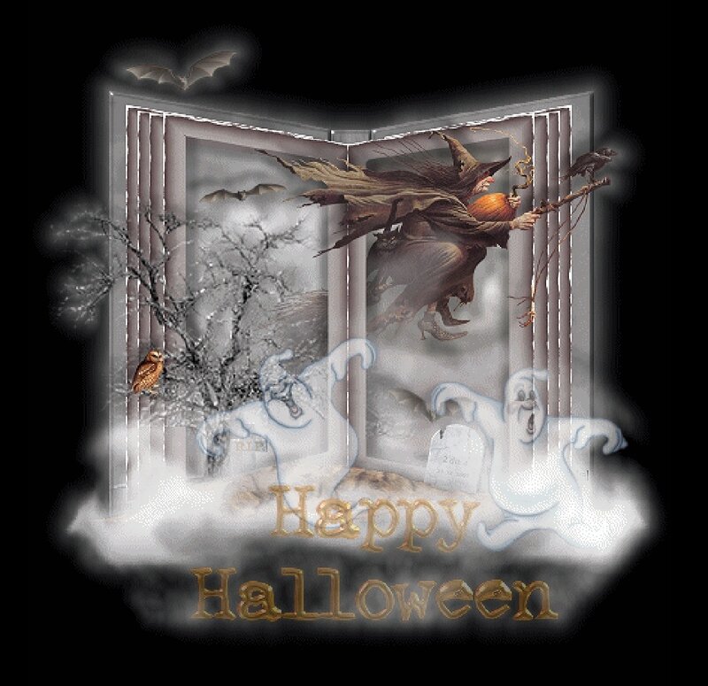 Witch Flying on Broom — Black, Spooky, Night, Digital Art