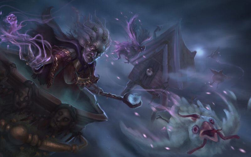 Witch Flying on Broom — Purple, Dramatic, Eerie