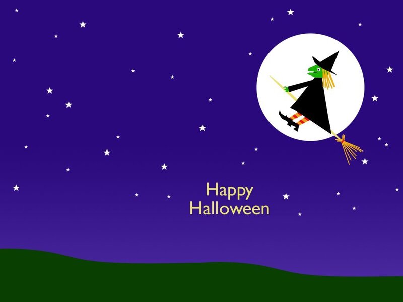 Witch Flying on Broom — Purple, Festive