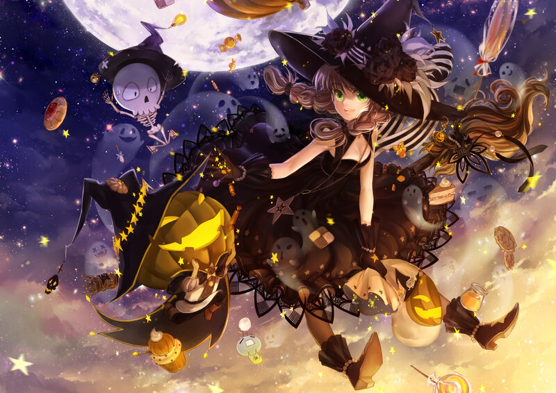 Witch Flying on Broom — Purple, Magical