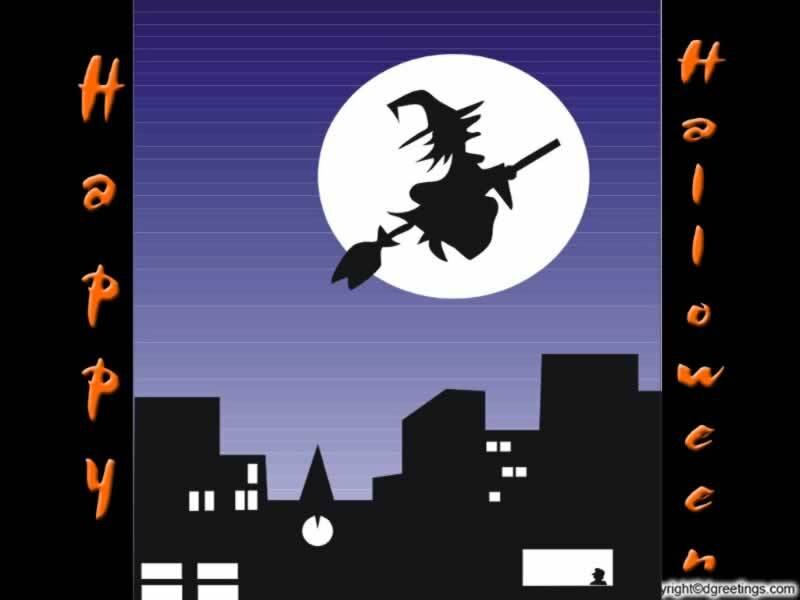 Witch Flying on Broom — Purple