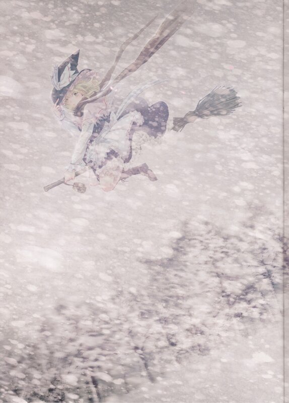 Witch Flying on Broom — White
