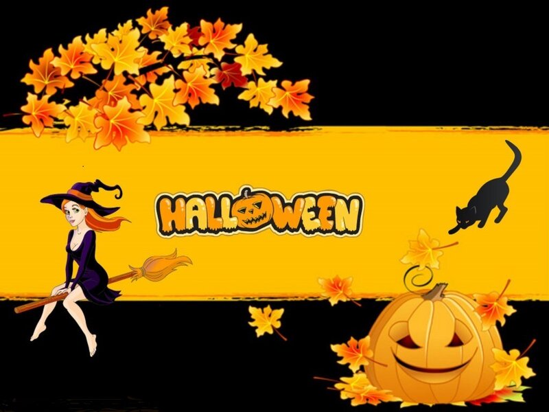 Witch Flying on Broom — Yellow, Festive