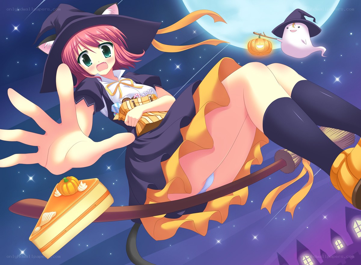witch flying on broomstick